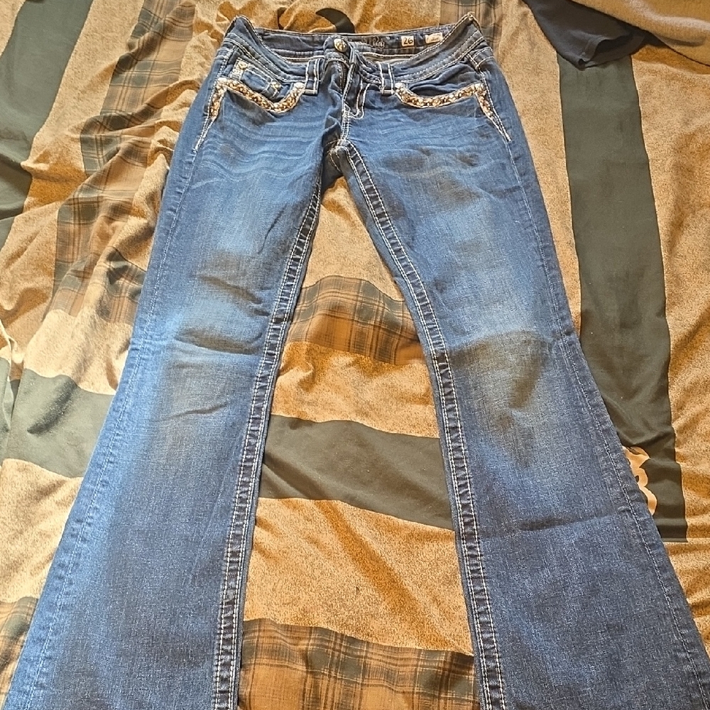 Blue Women's Bootcut Jeans with Embellished Pockets
